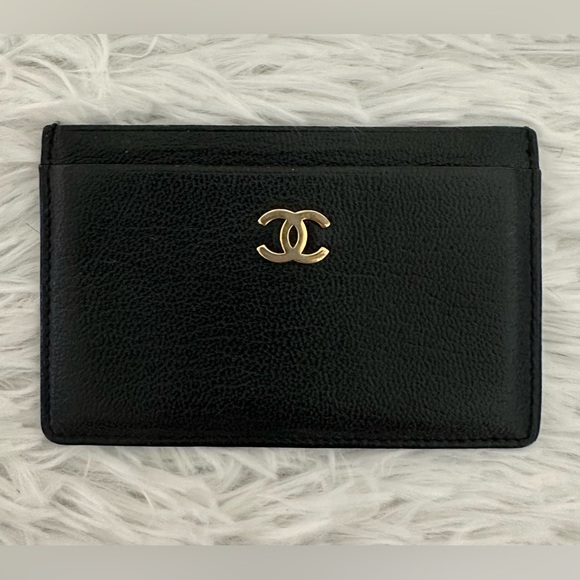 CHANEL CC Black Leather Card Case Wallet Holder GHW - Picture 1 of 11